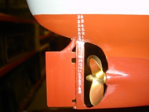 Draft marks on the stern 