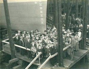 Launch party of HMS Verdun, 21 August 1917 (TWAM ref. 4923/2). 